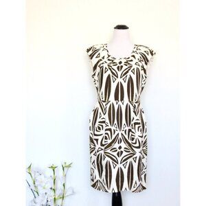 NEW! Donna Morgan Vintage 100% Linen Dress Tribal Brown Tan SZ 6P